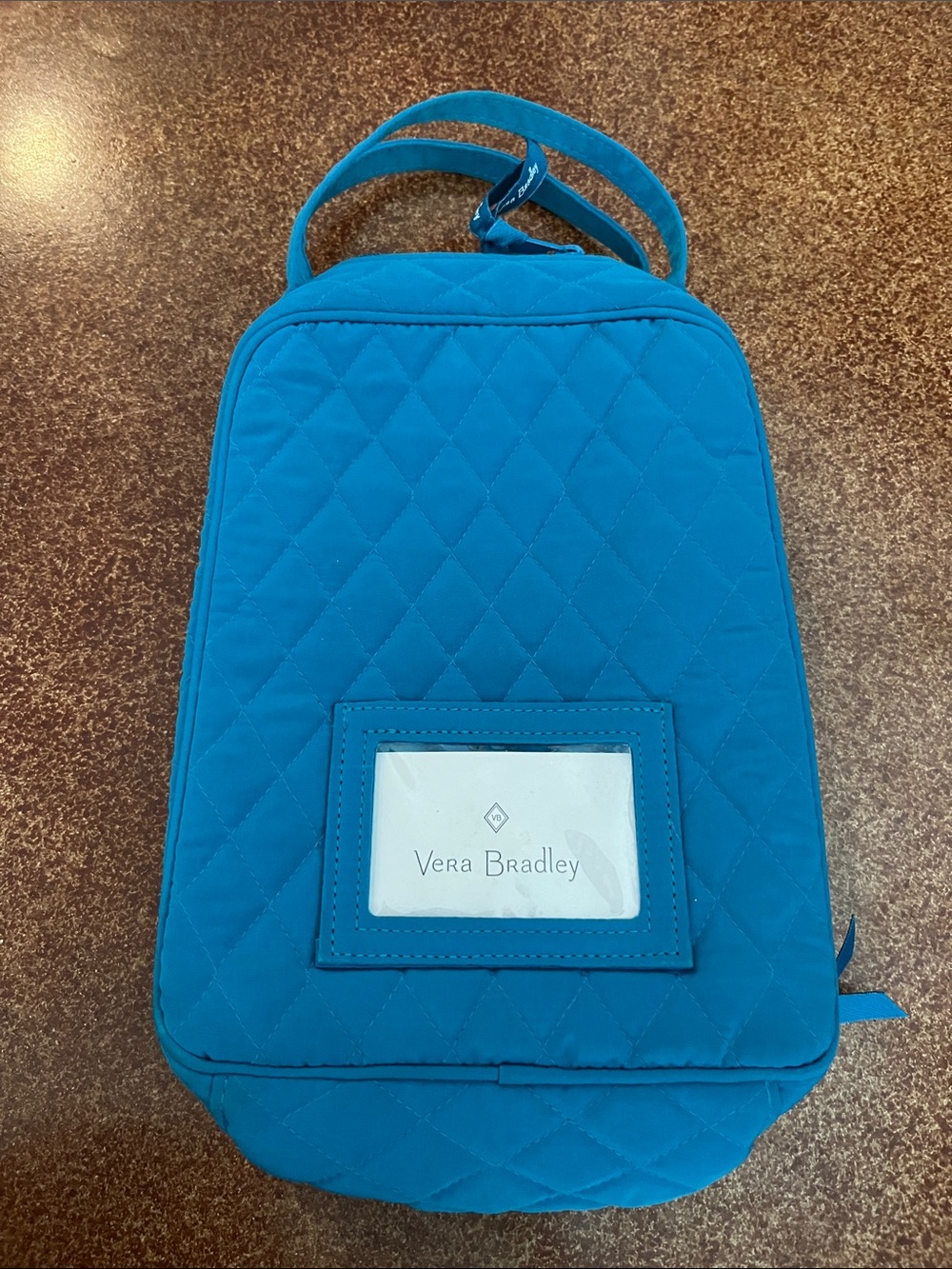 Vera Bradley Quilted Teal Insulated Lunch Bagwith Top Handle